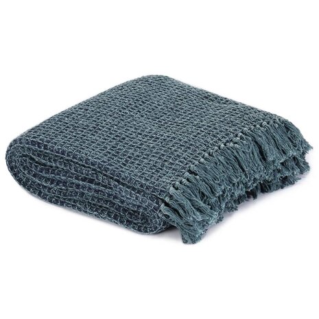 Plaid 160x210 cm katoen indigo-blauw 2