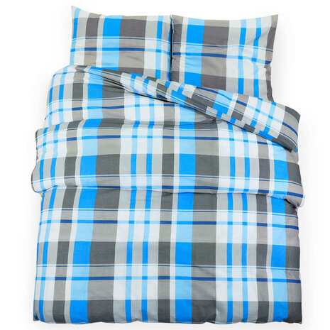 Dekbedovertrekset 260x240 cm katoen blauw en grijs 2