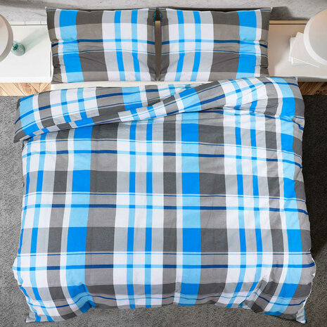 Dekbedovertrekset 260x240 cm katoen blauw en grijs 5