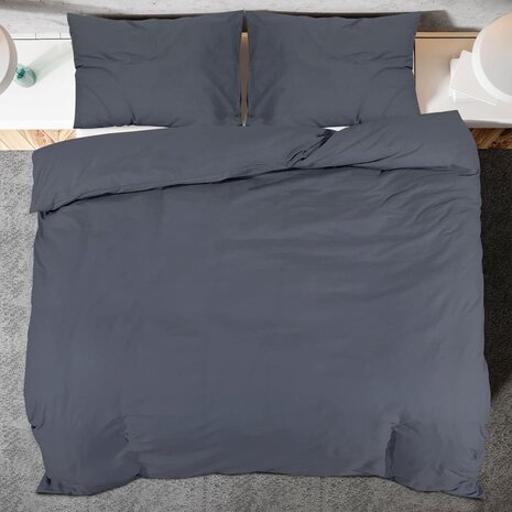 Dekbedovertrekset 155x220 cm katoen antracietkleurig 5