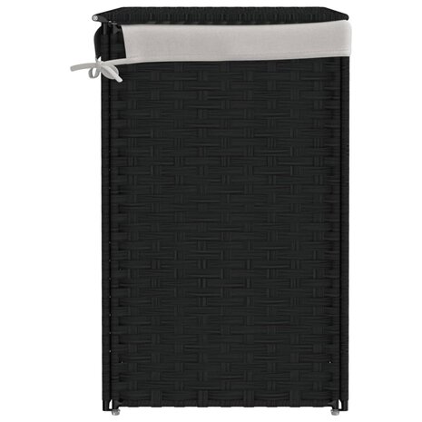 Wasmand met 2 vakken 53x35x57 cm poly rattan zwart 5