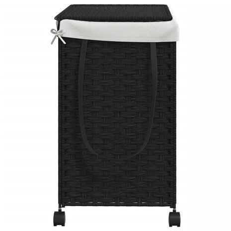Wasmand op wielen 60x35x60,5 cm rattan zwart 5