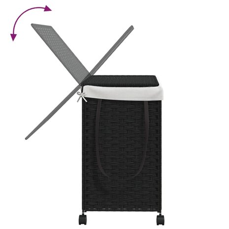 Wasmand op wielen 60x35x60,5 cm rattan zwart 7