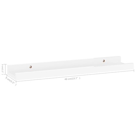 Wandschappen 2 st 40x9x3 cm hoogglans wit 9