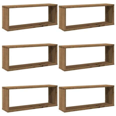Wandschappen kubus 6 st 60x15x23 cm hout artisanaal eiken 2