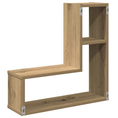 Wandschappen kubus 2 st 50x15x50 cm hout artisanaal eiken 7