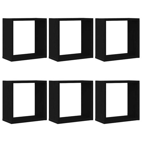 Wandschappen kubus 6 st 30x15x30 cm bewerkt hout zwart eiken 2