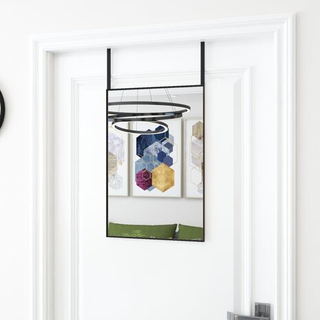 Deurspiegel 40x60 cm glas en aluminium zwart 1