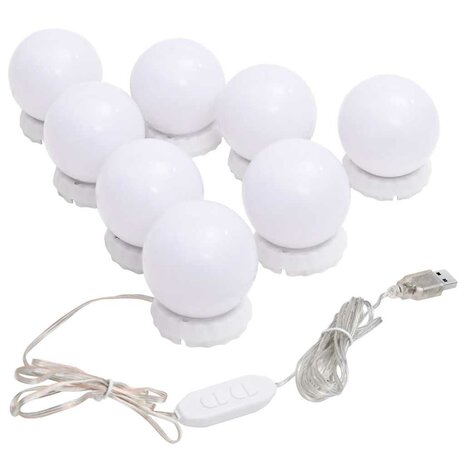 Wandspiegel met LED-lampen vierkant glas 8