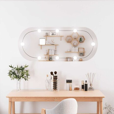 Wandspiegel met LED&apos;s ovaal 25x60 cm glas 1