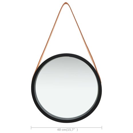 Wandspiegel met band 40 cm zwart 6