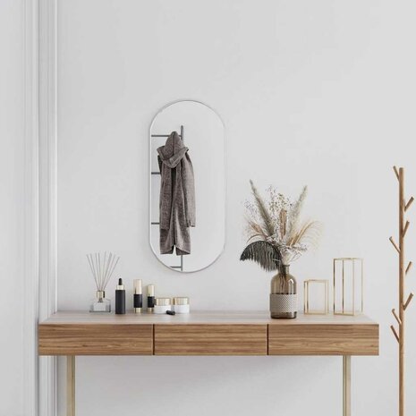 Wandspiegel 80x35 cm ovaal zilverkleurig 1