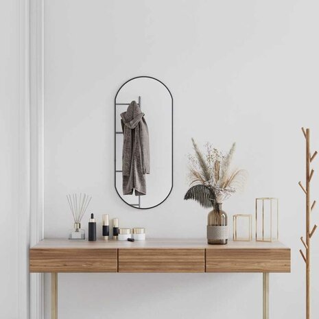 Wandspiegel 80x35 cm ovaal zwart 1