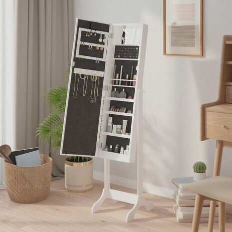 Spiegel vrijstaand met LED&apos;s 34x37x146 cm wit 5