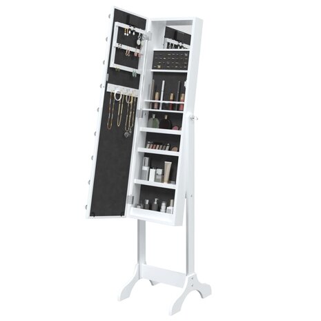 Spiegel vrijstaand met LED&apos;s 34x37x146 cm wit 7
