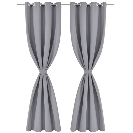 Gordijn met metalen ringen verduisterend 270x245 grijs 3
