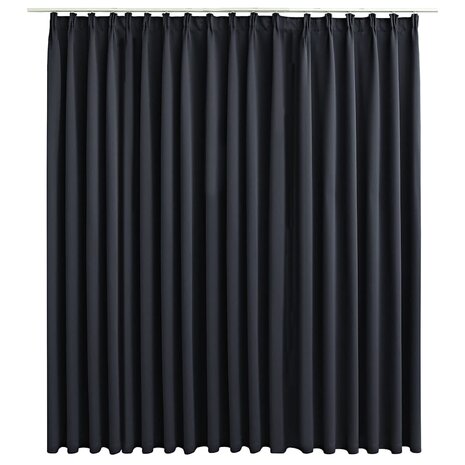 Gordijn verduisterend met haken 290x245 cm zwart 2