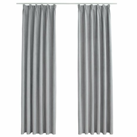 Gordijnen verduisterend met haken 2 st 140x225 cm grijs 2