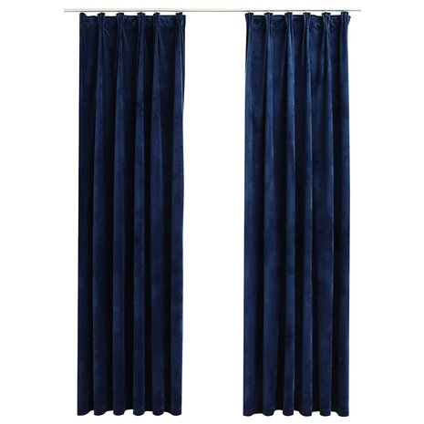 Gordijnen verduisterend 2 st met haken 140x175 cm fluweel blauw 2