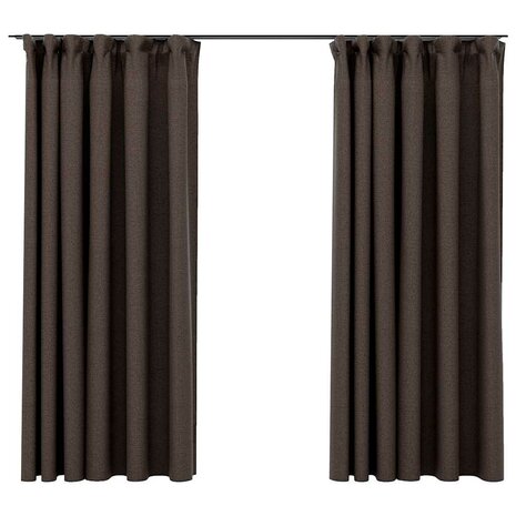 Gordijnen linnen-look verduisterend haken 2 st 140x175 cm taupe 2