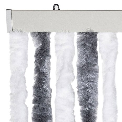 Vliegengordijn 90x220 cm chenille grijs en wit 4