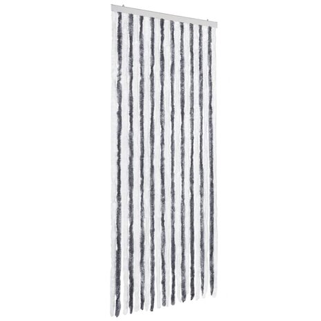Vliegengordijn 90x200 cm chenille grijs en wit 2
