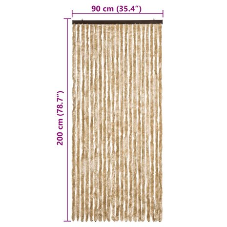 Vliegengordijn 90x200 cm chenille beige 7