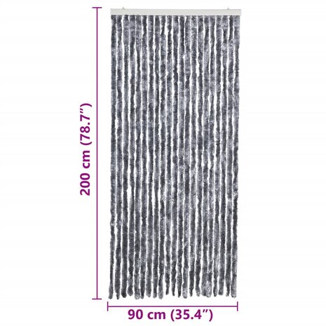Vliegengordijn 90x200 cm chenille zilverkleurig 7