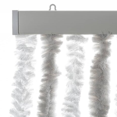 Vliegengordijn 90x200 cm chenille lichtgrijs en wit 4