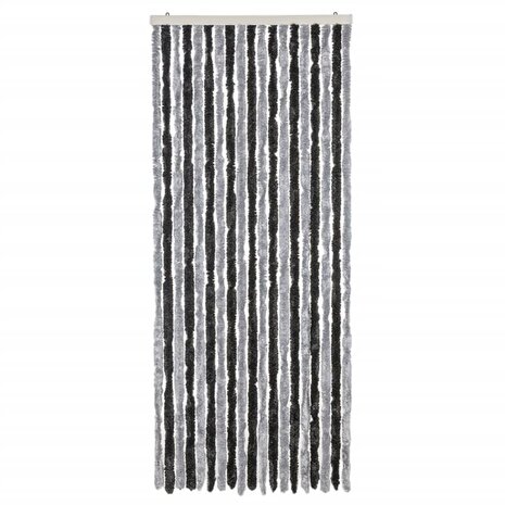 Vliegengordijn 56x185 cm chenille grijs en zwart 3