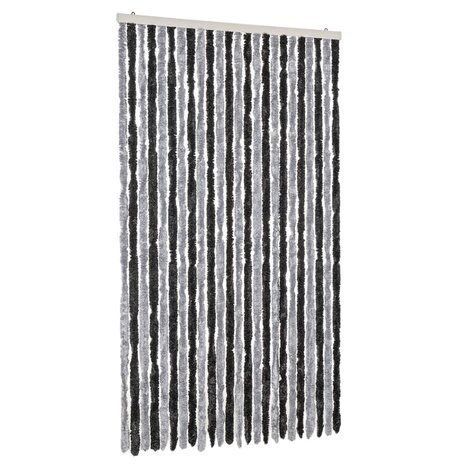 Vliegengordijn 100x220 cm chenille grijs en zwart 2