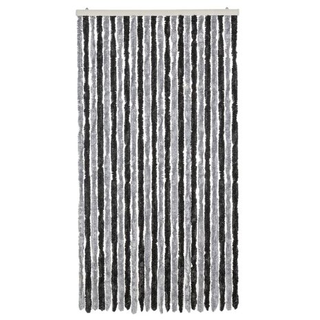 Vliegengordijn 100x220 cm chenille grijs en zwart 3