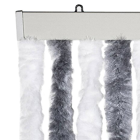Vliegengordijn 100x230 cm chenille grijs en wit 4