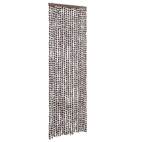 Vliegengordijn 56x200 cm chenille bruin en wit 2