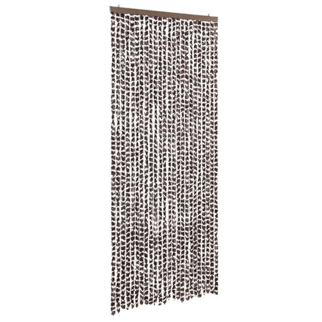 Vliegengordijn 100x200 cm chenille bruin en wit 2