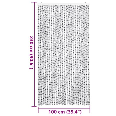 Vliegengordijn 100x230 cm chenille lichtgrijs en donkergrijs 7