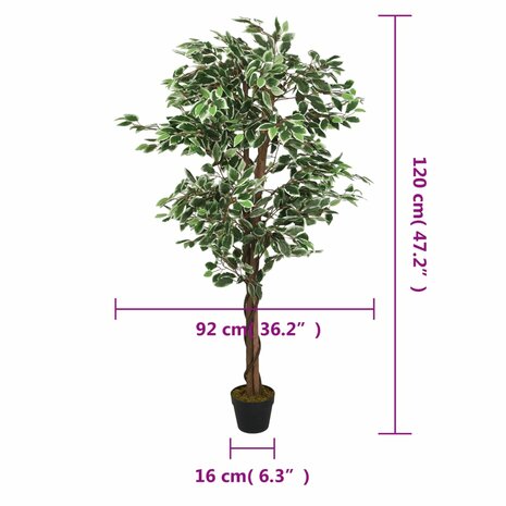 Kunstplant ficus 630 bladeren 120 cm groen 5