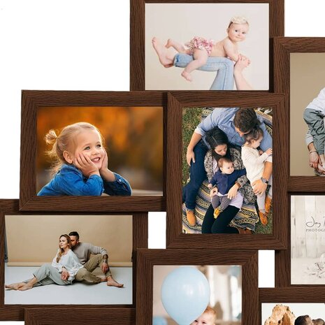 Fotolijst voor 10x(13x18 cm) foto MDF donkerbruin 4