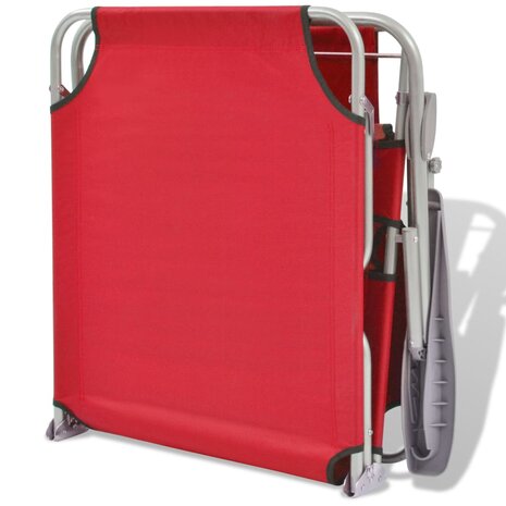 Ligbed met luifel staal rood 6