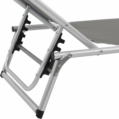 Ligbed inklapbaar met dak aluminium en textileen grijs 8