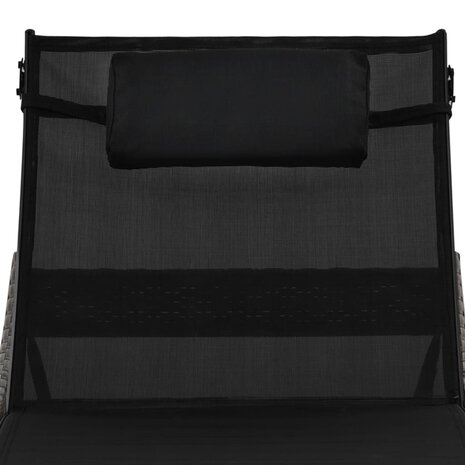 Ligbed met kussen poly rattan bruin 5
