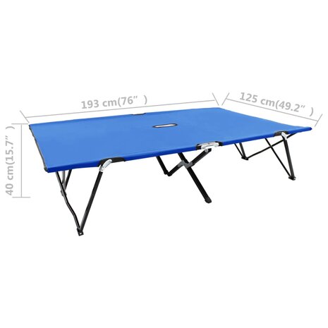 Ligbed 2-persoons inklapbaar staal blauw 8