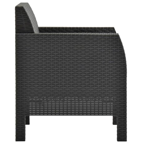 Tuinstoel met kussen PP rattan antracietkleurig 3