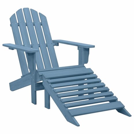 Tuinstoel Adirondack met voetenbank massief vurenhout blauw 1