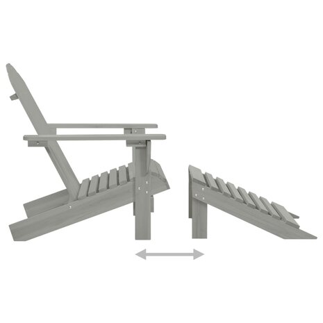 Tuinstoel Adirondack voetenbank tafel massief vurenhout grijs 7
