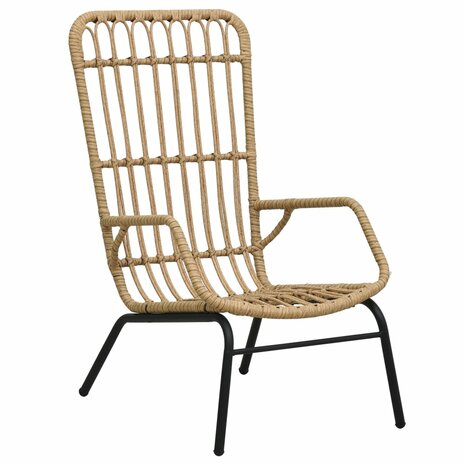 Tuinstoel poly rattan lichtbruin 1