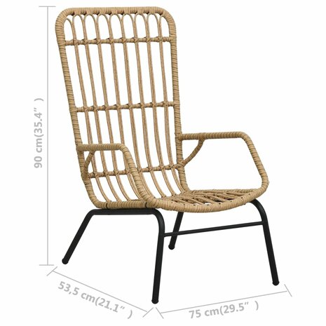 Tuinstoel poly rattan lichtbruin 7