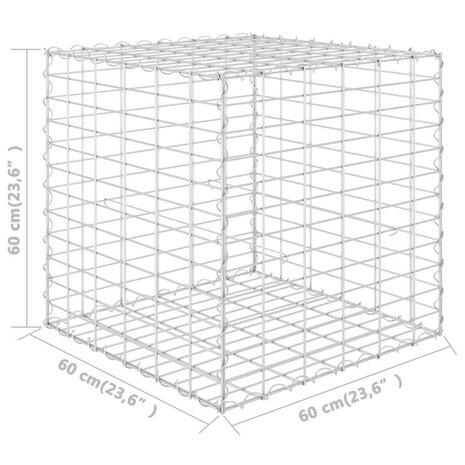 Gabion plantenbak verhoogd kubus 60x60x60 cm staaldraad 6