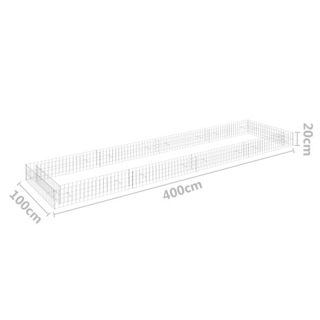 Gabion plantenbak verhoogd 400x100x20 cm gegalvaniseerd staal 6