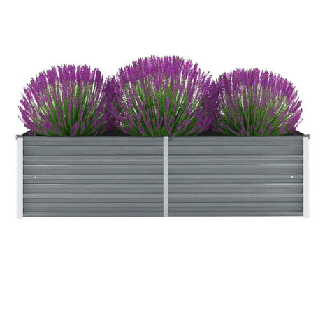 Plantenbak verhoogd 160x40x45 cm gegalvaniseerd staal grijs 1